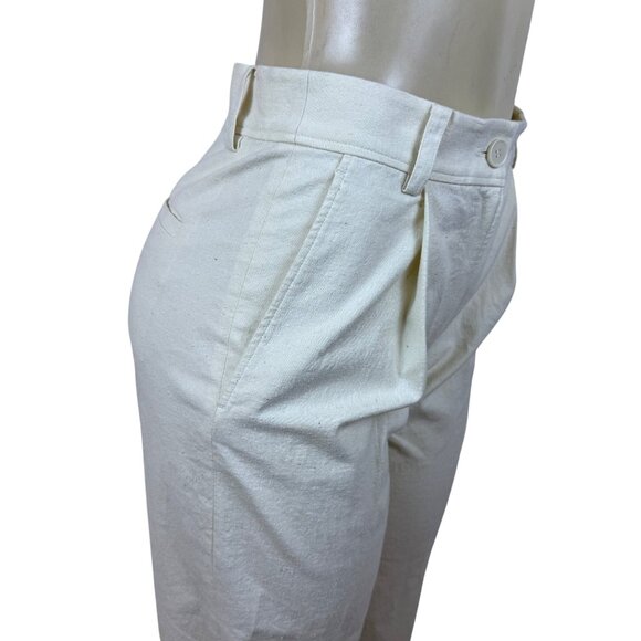 Cos Womens Cream Lyocell & Linen High-Waisted Straight-Leg Pants Size 2 - Picture 5 of 9